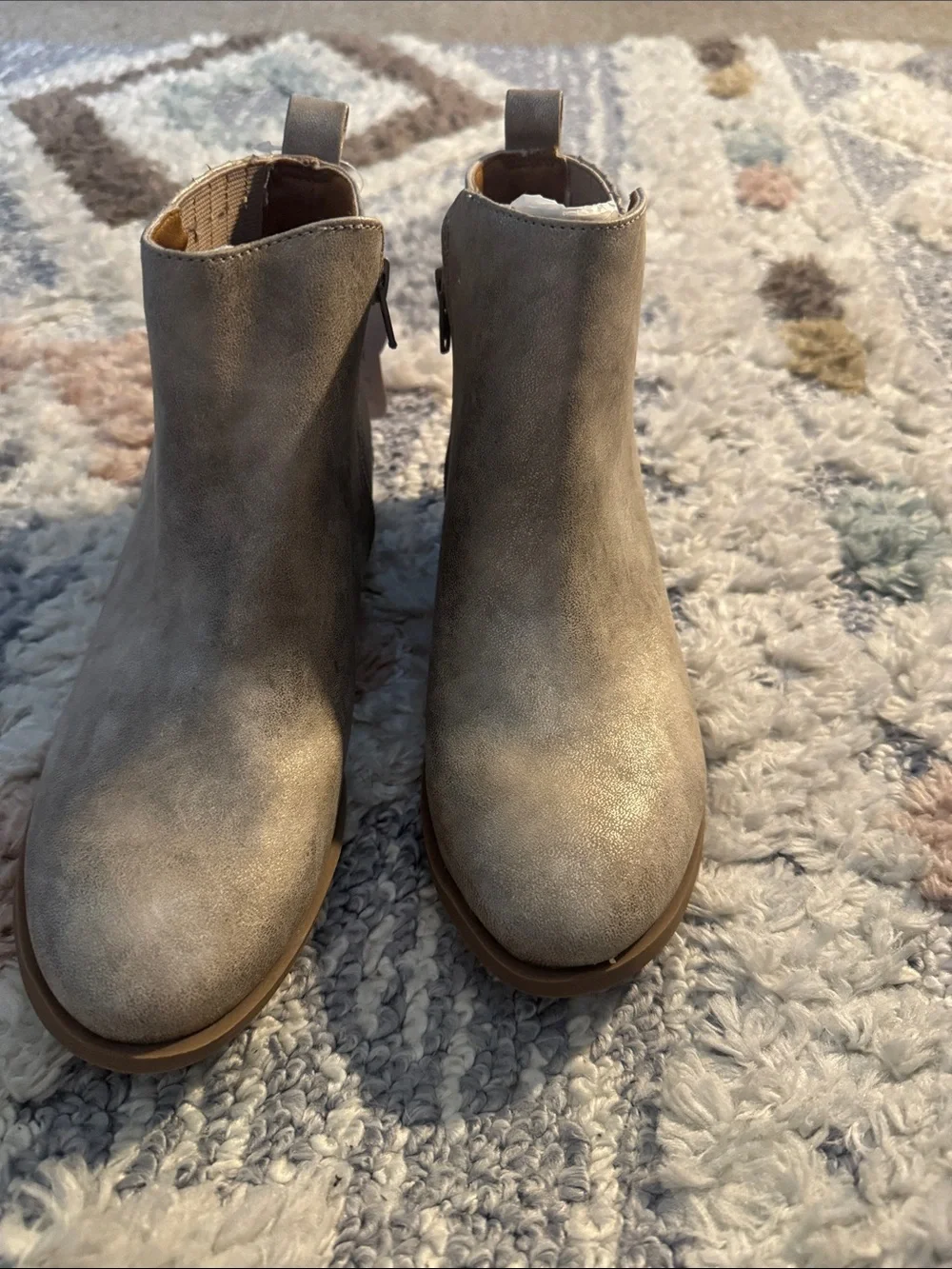 Wonder Nation Metallic Taupe Ankle Boot - Classic Side-Zip